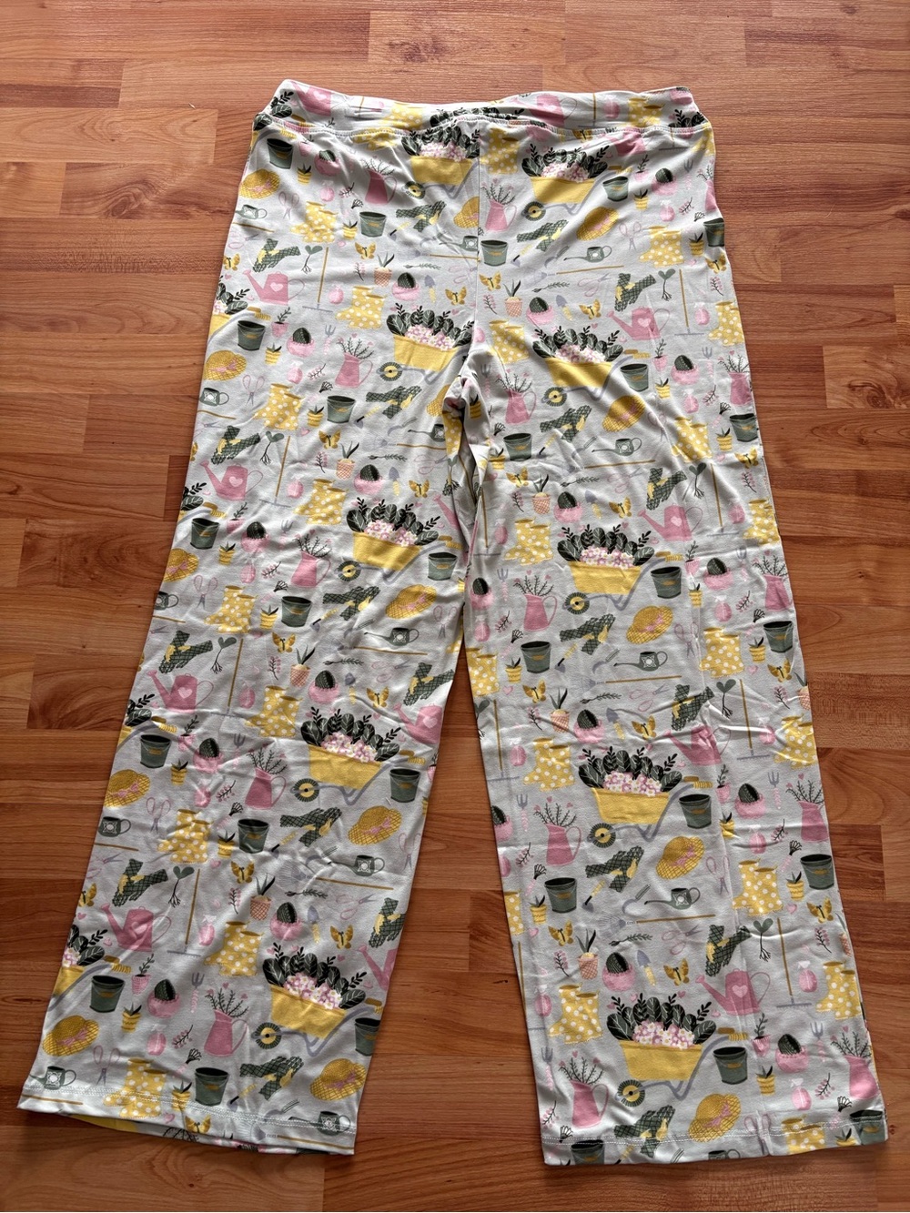 Cozy Garden-Print Pajama Pants - Pink & Yellow